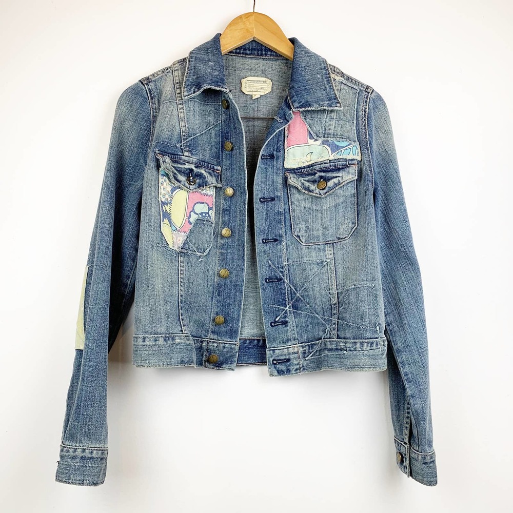 Current/ Elliott Patch Work Denim Jacket S - image 8